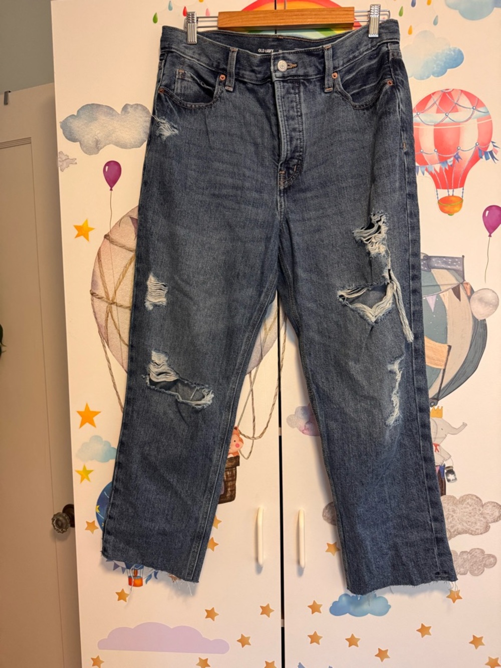 Old Navy 100% cotton slouchy straight high rise 10 never worn